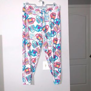 Briefly Stated coffee cup print pajama pants jogger style